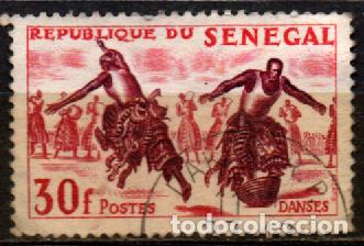 Sellos: SENEGAL IVERT N&ordm; 208 (A&Ntilde;O 1961) Danzas tribales, usado