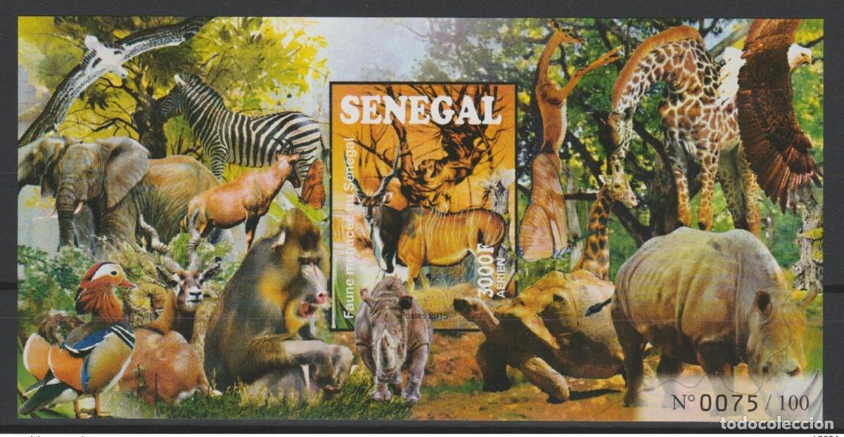 Briefmarken: Senegal 2015 Block IMPERF NON DENTELE Mi. Bl. 109 Aves silvestres en peligro de extinci&oacute;n