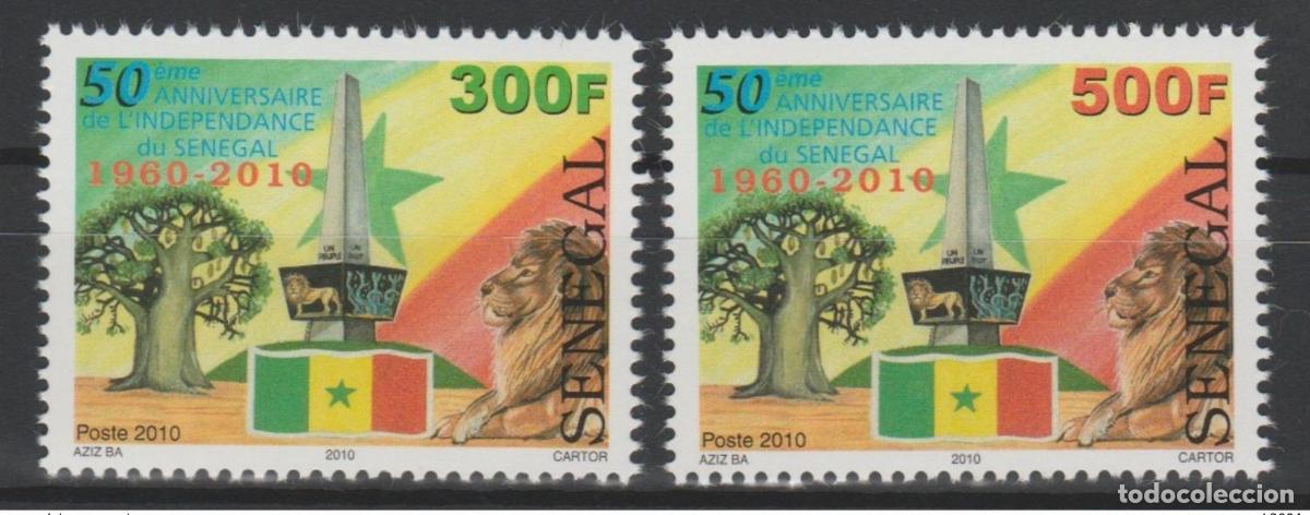 Timbres: Senegal 2010 Mi. 2150 - 2151 50 a&ntilde;os de independencia &Aacute;rbol baobab Le&oacute;n L&ouml;we Wildlife