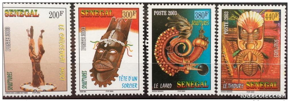 Sellos: Senegal 2003 Sculptures Skulpturen Mask Art Kunst 4 val. UN MES RARO