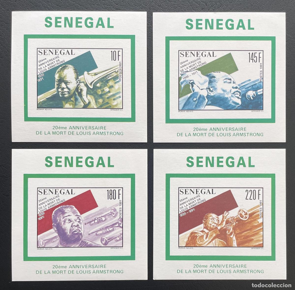 Sellos: Senegal 1991 Mi. 1146 - 1149 Proof de luxe block Louis Armstrong Jazz Music