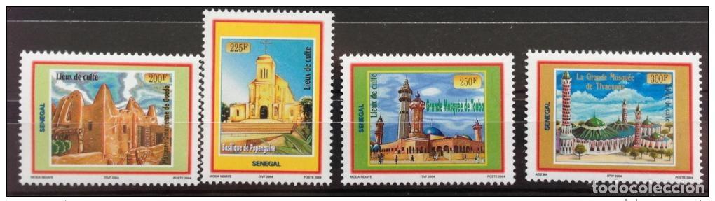 Sellos: Senegal 2004 Lugares de culto Bas&iacute;lica Mezquita Religi&oacute;n 4 val. MNH POCO COM&Uacute;N