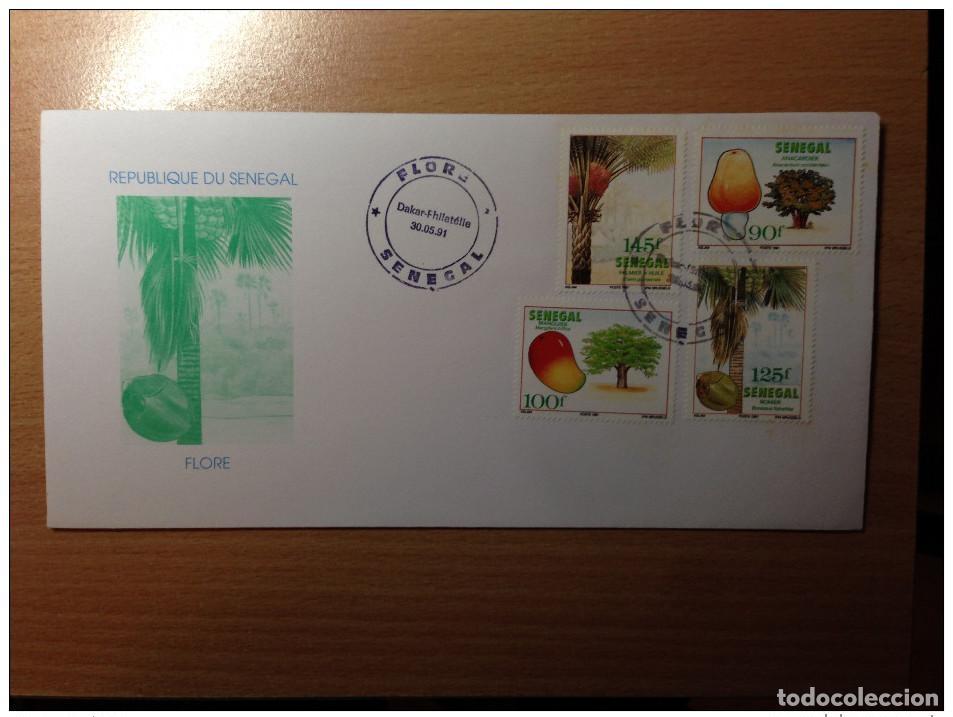Sellos: Senegal FDC 1er primer d&iacute;a 1991 Flore Arbres Trees B&auml;ume Fruits Obst Fr&uuml;chte