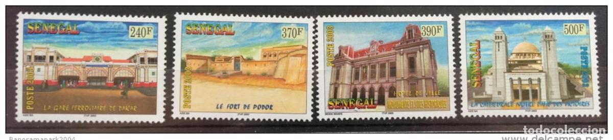 Sellos: Senegal 2003/2004 Estaci&oacute;n de monumentos Bahnhof tren Chateau 4 val. MNH RARO
