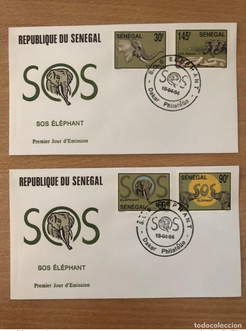 Sellos: Senegal 1994 FDC Mi. 1310/1313 Fauna SOS Elefante
