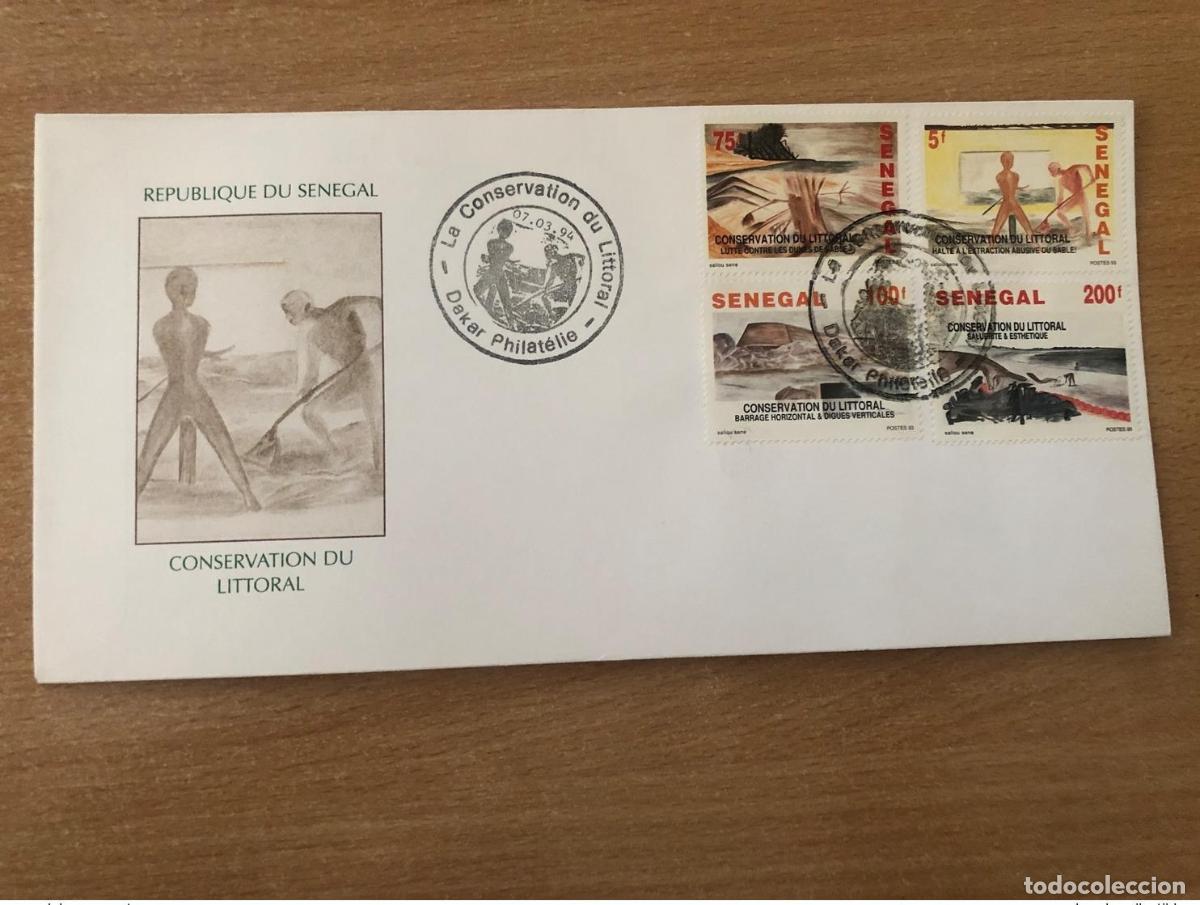 Sellos: Senegal 1994 FDC Mi. 1294 1297 Conservaci&oacute;n costera Costa de arena Sable