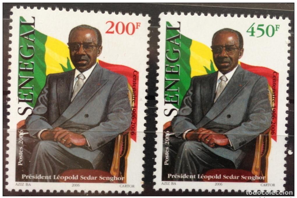 Timbres: Senegal 2006 Centenario del presidente L&eacute;opold Sedar Senghor 2 val. UN MES RARO
