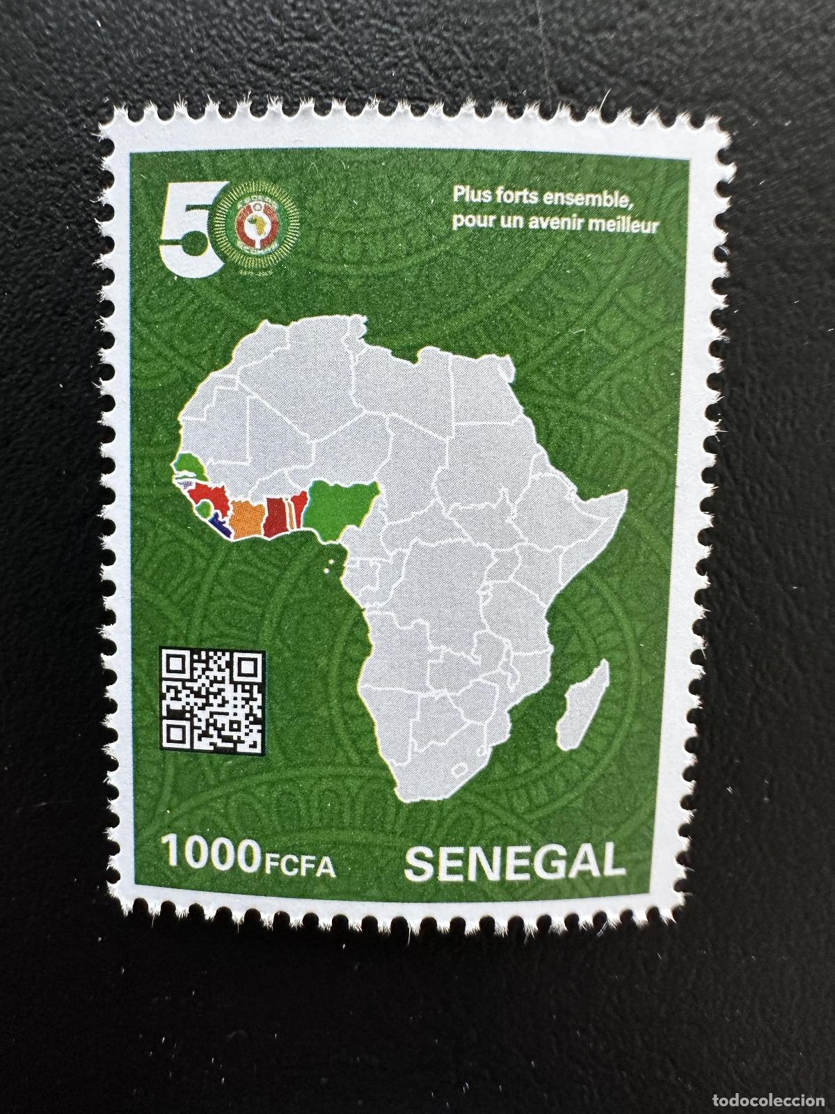 Sellos: Senegal 2026 CEDEAO 50 a&ntilde;os mapa &Aacute;frica M&aacute;s fuertes juntos futuro mejor