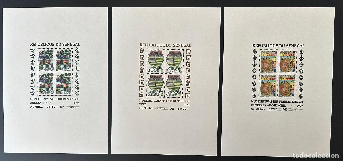 Sellos: Senegal 1979/1980 Mi. Bl. 34-36 Bloques Hundertwasser MNH**RARO