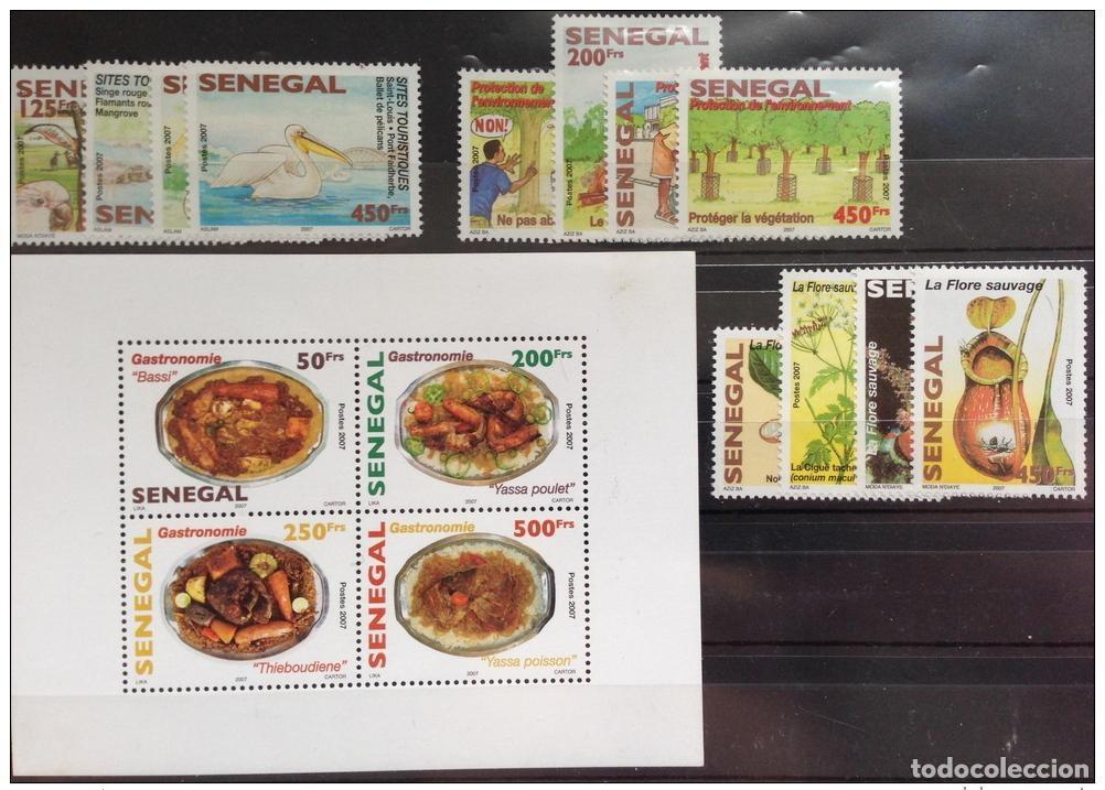 Sellos: Senegal 2008 A&ntilde;o completo Mi. 2128 - 2143 + Bl. 107 Gastronom&iacute;a Animales Flor
