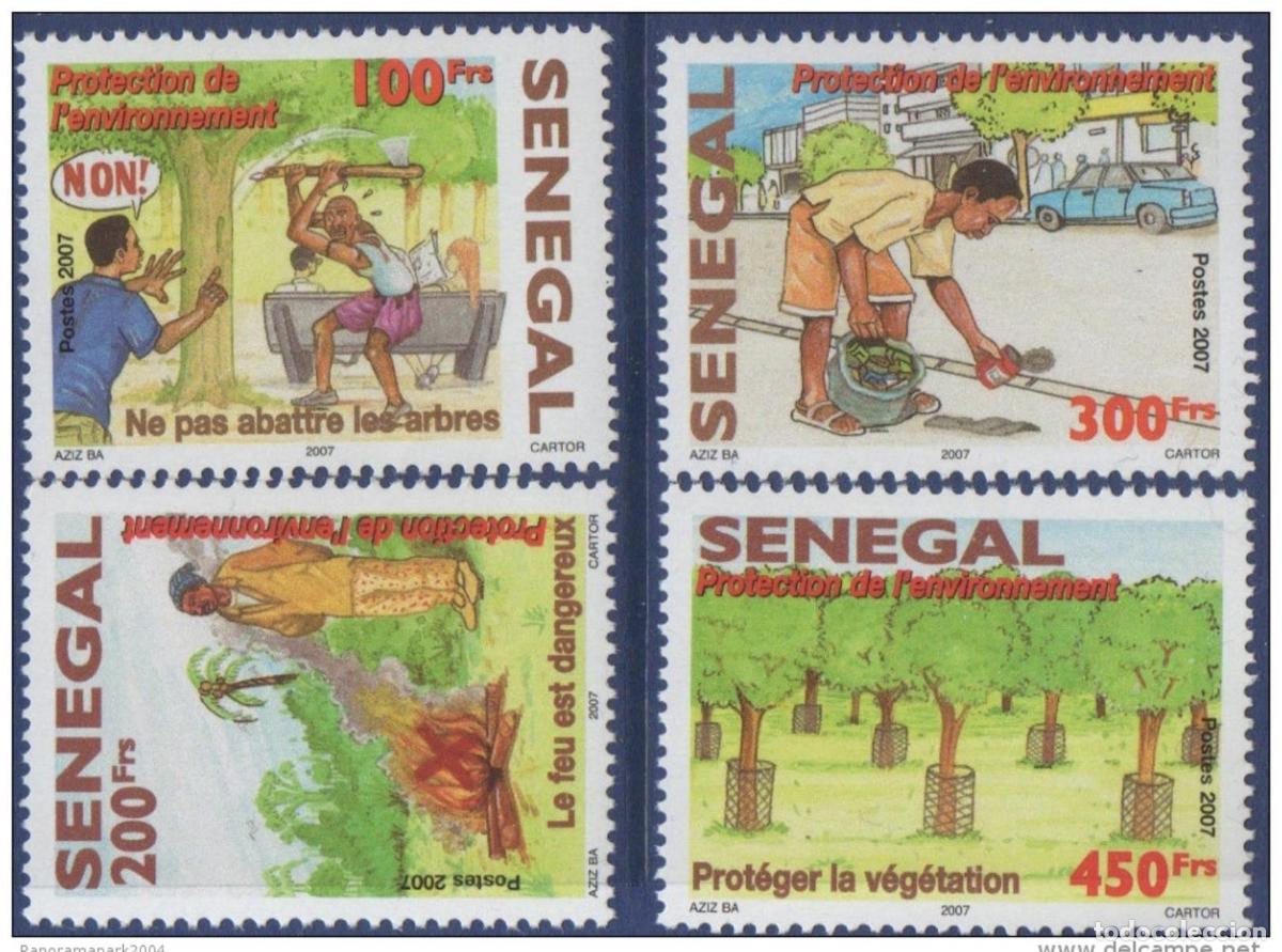 Sellos: Senegal 2008 Coche de protecci&oacute;n ambiental Auto 4 val. MNH RARO