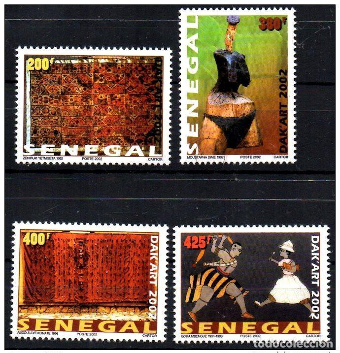 Sellos: Senegal 2002 Dak'Art Kunst Art Arte africano Escultura africana 4 val. UN MES RARO