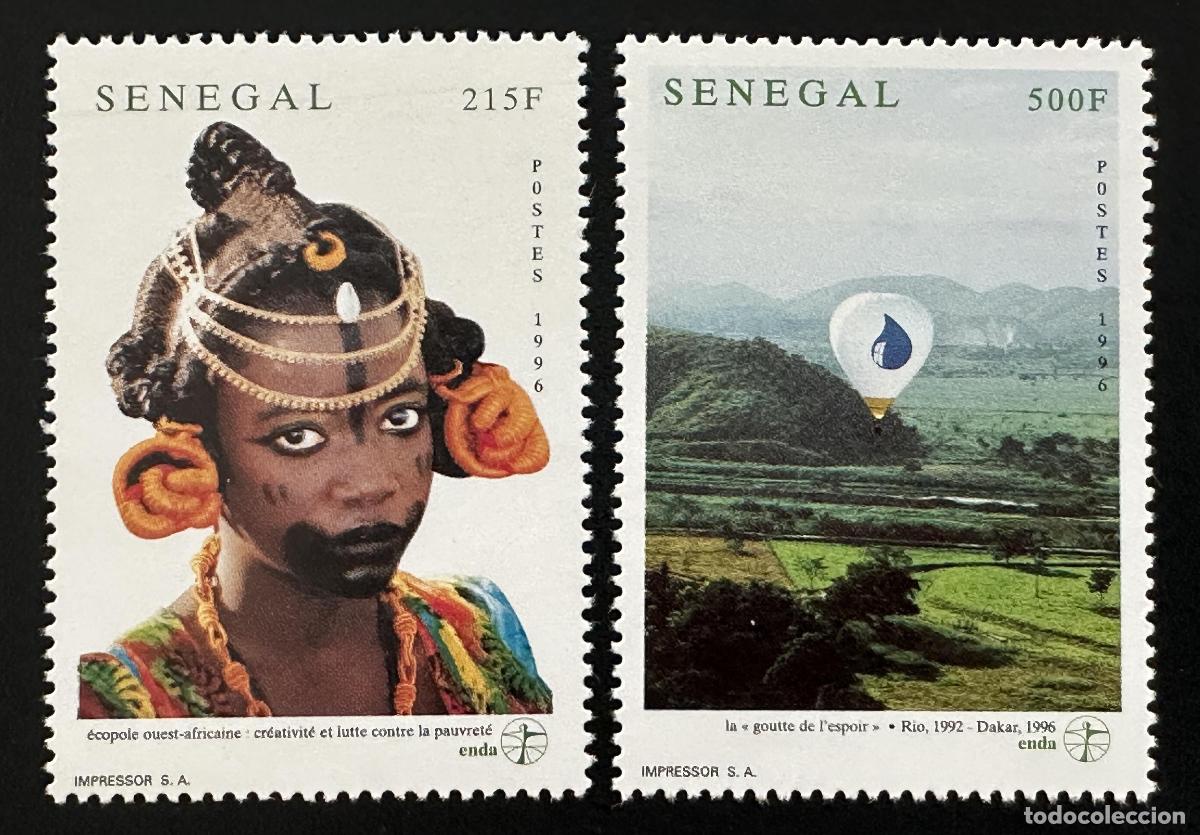 Sellos: Senegal 1996 Mi. 1424-1425 emisi&oacute;n conjunta ENDA ecopole globo esperanza