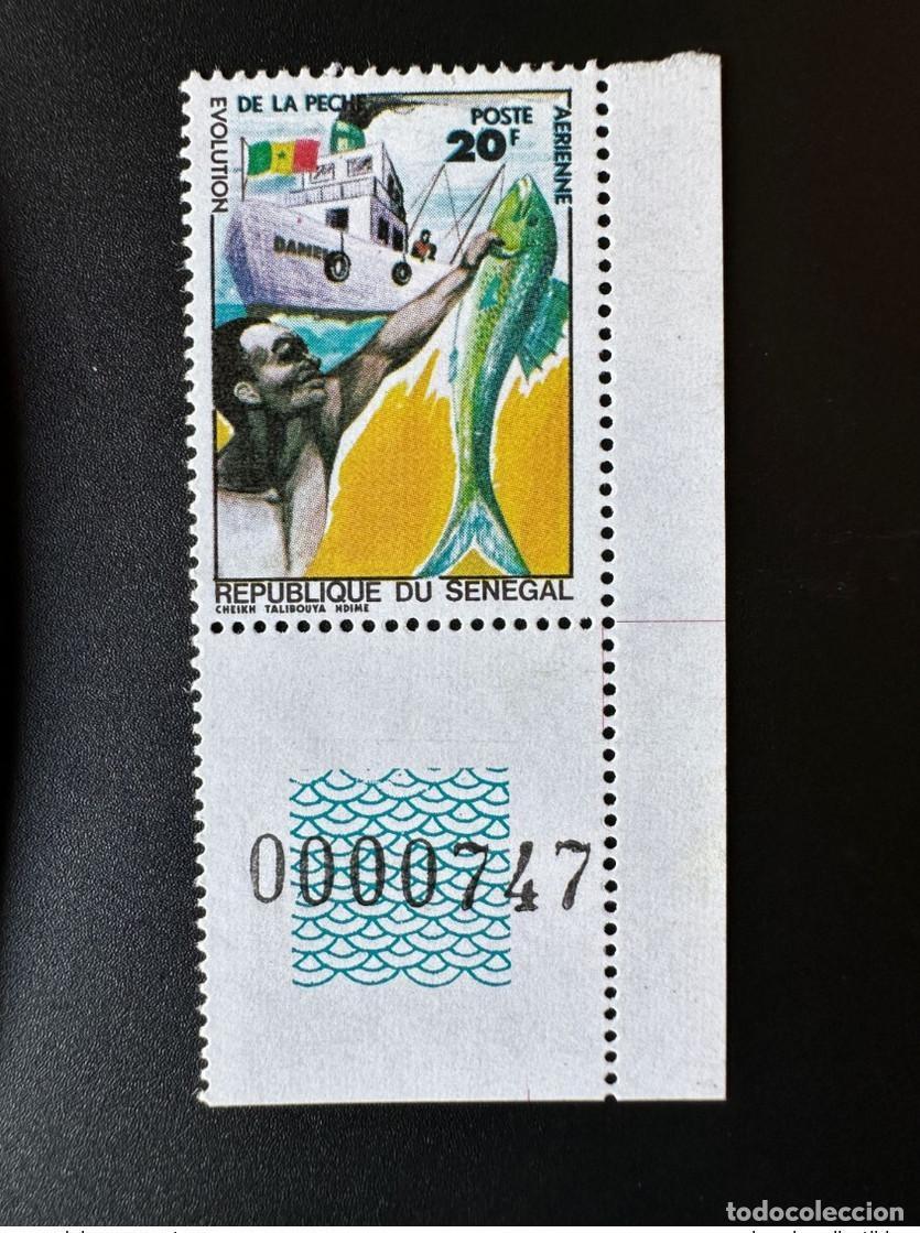 Sellos: Senegal 1977 Mi. Correo a&eacute;reo E629 20F Airmail Evolution fishing con numeraci&oacute;n BDF