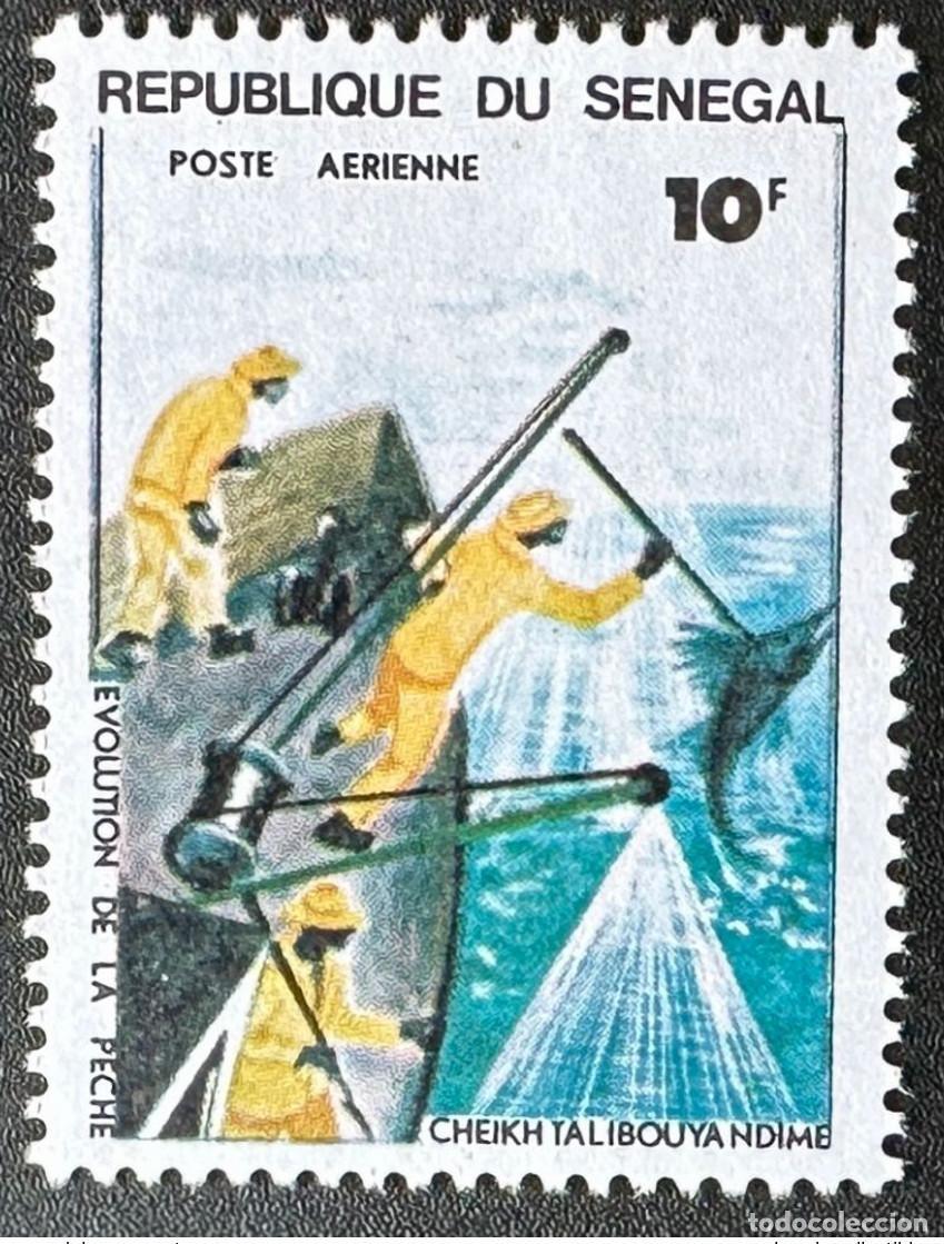 Sellos: Senegal 1977 Mi. C629 10F Correo a&eacute;reo Evoluci&oacute;n de la pesca RARO