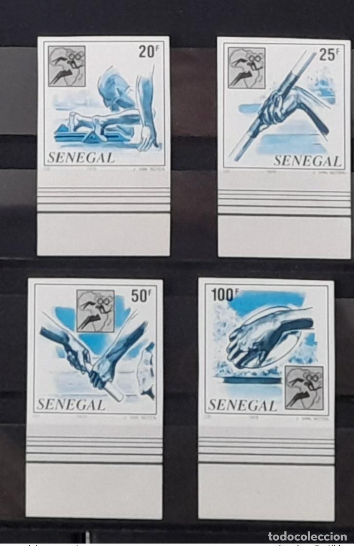 Timbres: Senegal 1979/1980 Mi. 708 - 711 ensayos Color azul IMPERF ND Sport Athletics