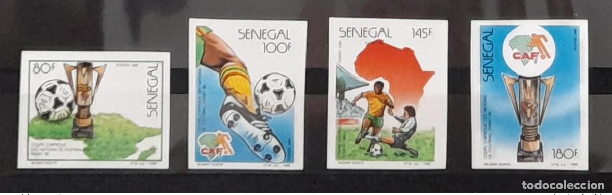 Sellos: Senegal 1988 Mi.973 - 976 IMPERF ND F&uacute;tbol CAF CAN Rabat Marruecos