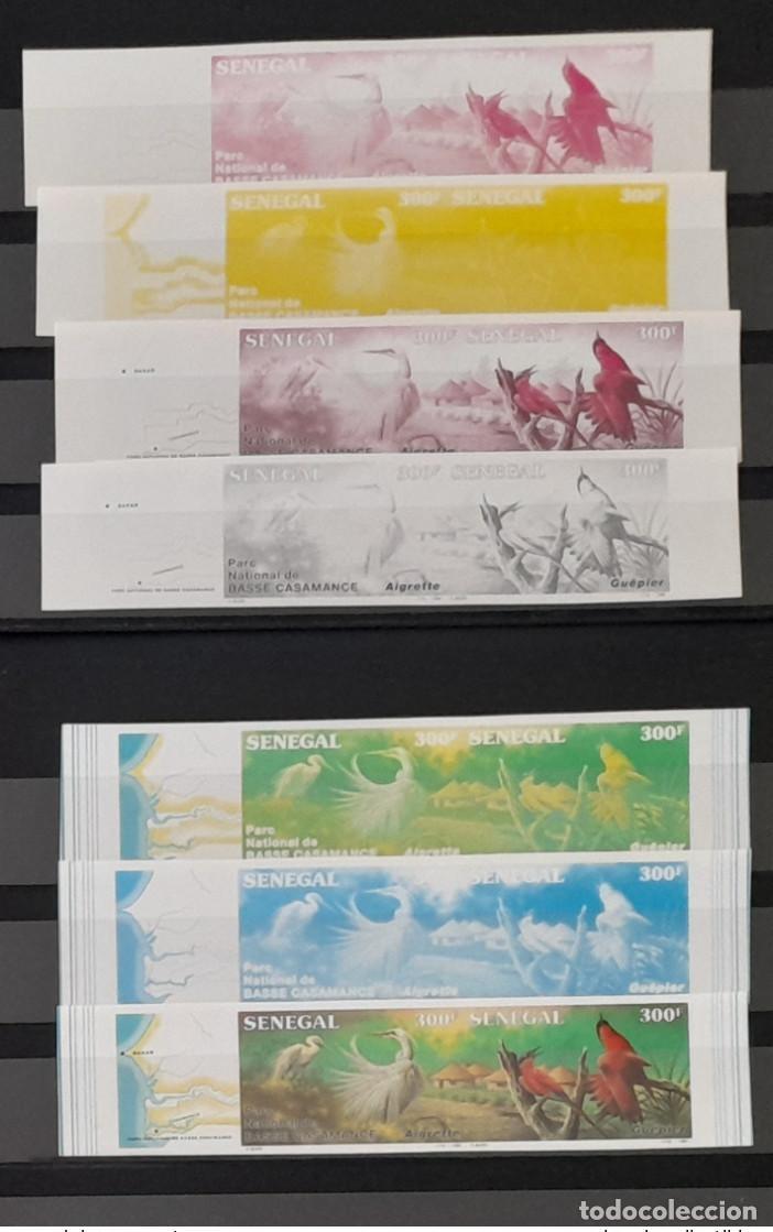 Sellos: Senegal 1986/1987 Mi. 942 - 943 Pruebas de color ND Parc Casamance Oiseaux