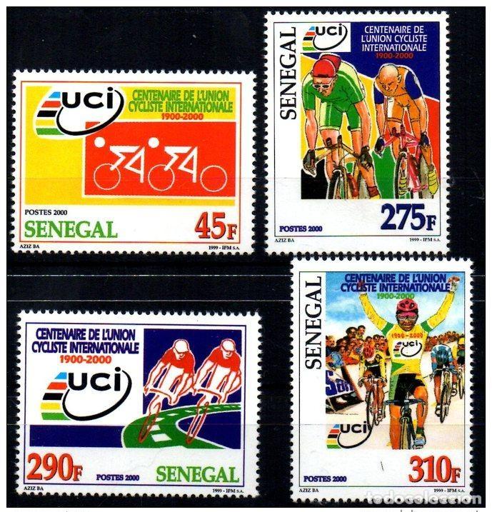 Sellos: Senegal 2000/2004 Uni&oacute;n Ciclista Internacional del Centenario de la UCI 4 val. MNH RARO