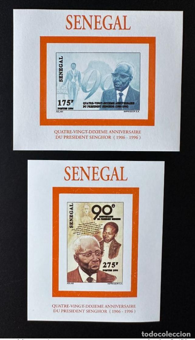 Timbres: Senegal 1996 Mi. (Bl.) 1444 - 1445 90&deg; aniversario del presidente Sedar Senghor