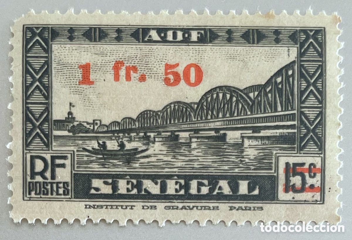 Briefmarken: Senegal. Sellos serie 1935 sobrecargado. 1944