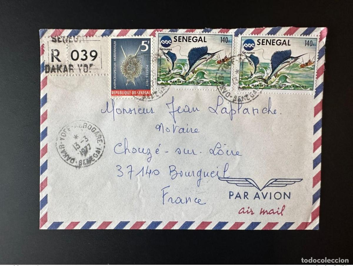 Timbres: Senegal 1977 Mi. 581 Carta certificada 13/03/1977 Pesca pez espada