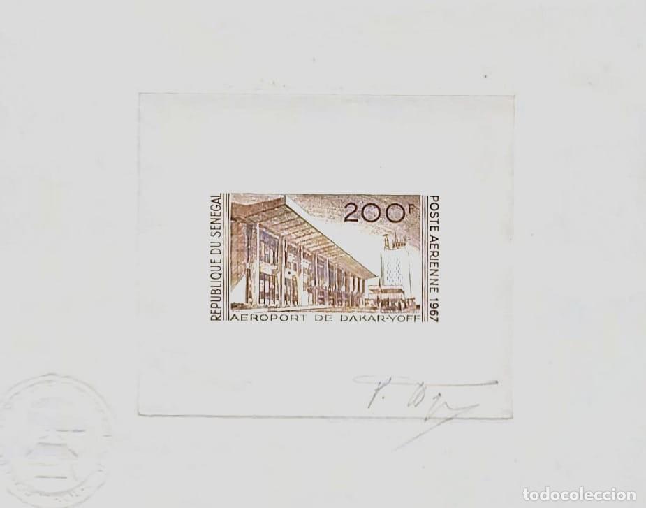 Sellos: O) 1967 SENEGAL, PROOF, AEREO, DAKAR YOFF AIRPORT, SCT C52, XF