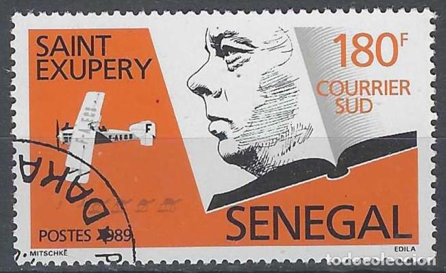 Sellos: SENEGAL 1989 - 45&ordm; ANIV. DE LA MUERTE DE ANTOINE DE SAINT-EXUPERY - USADO