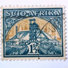 Sellos: SELLO POSTAL SUDAFRICA 1941 1 1/2 D GOLD MINE MINA DE ORO. Lote 382236589
