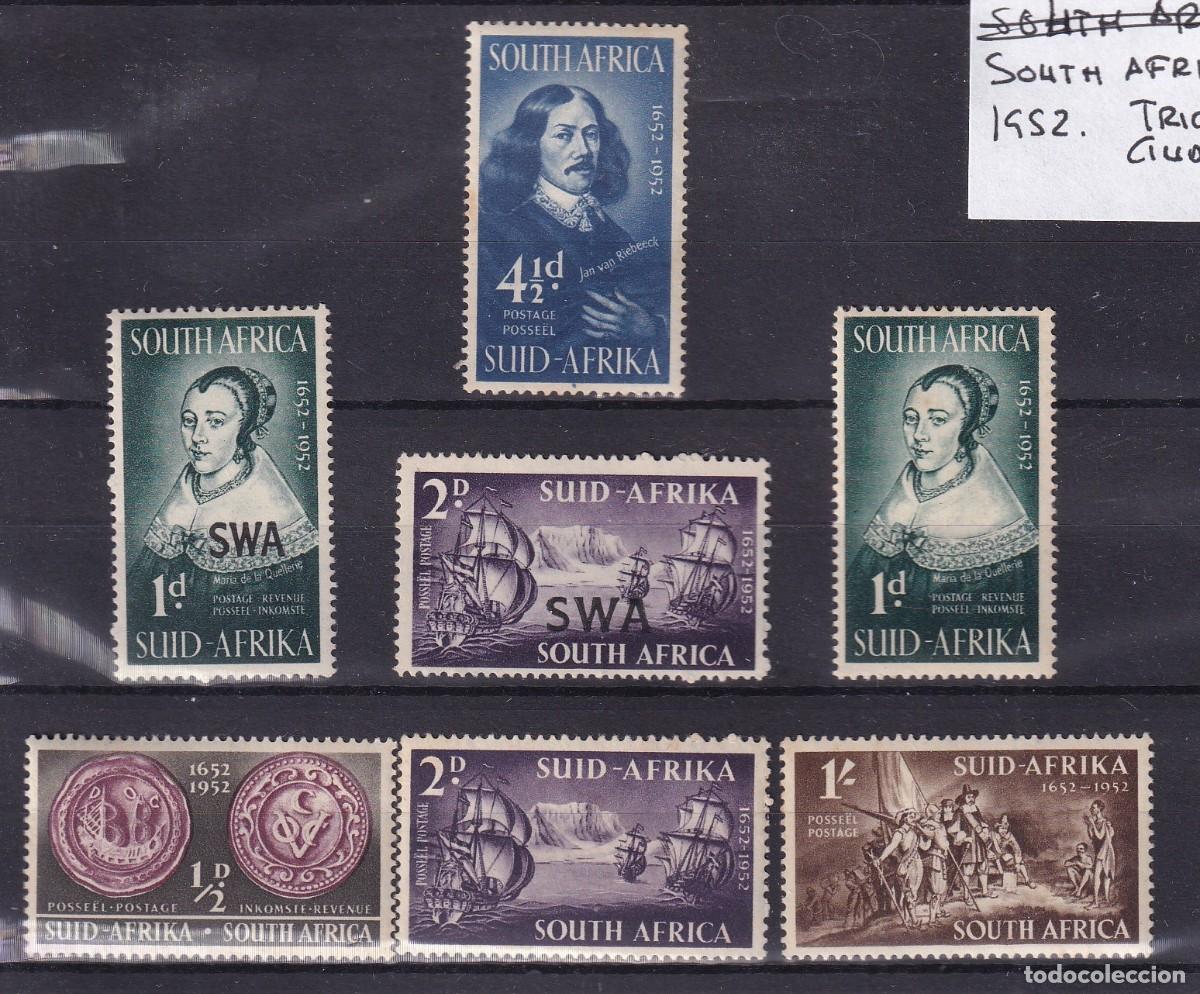Sellos: INT71 Sellos SOUTH AFRICA a&ntilde;o 1952** tricentenario fund. ciudad del cabo