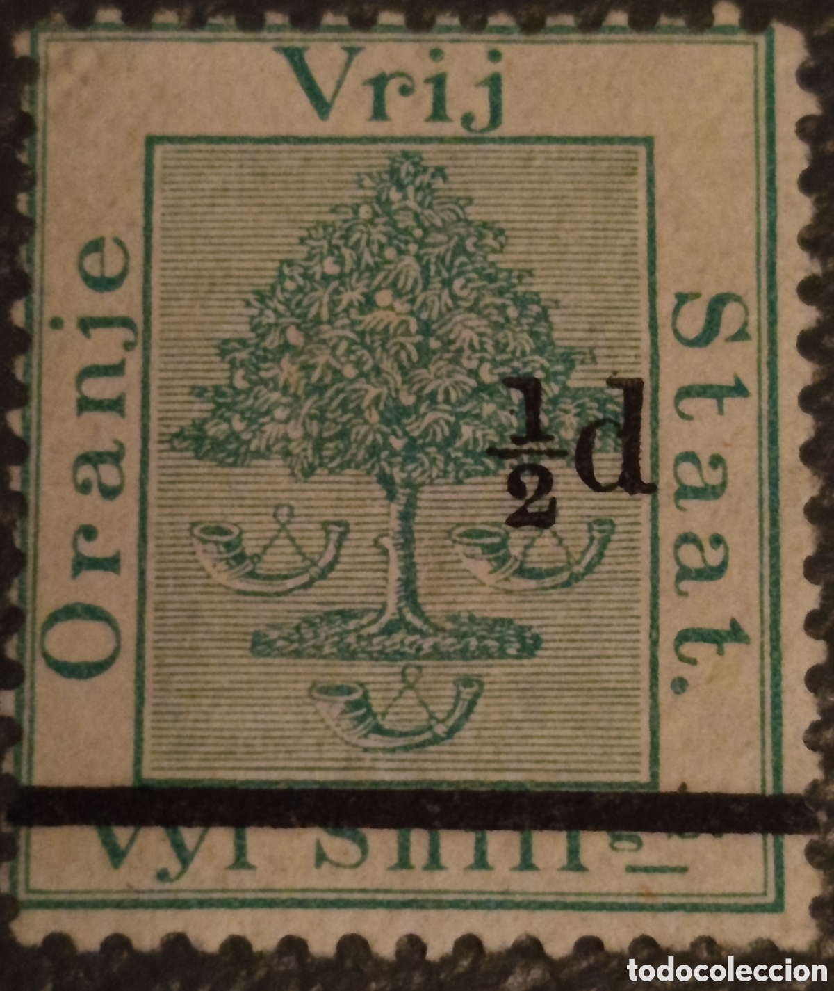 Sellos: Sello Oranje Vrij Staat 1896 - 1/2d s/ &Aacute;rbol - Cat. Michel 37 MH - Variedad Desplazada