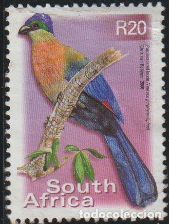 Sellos: Sudafrica 2000 Scott 1199 Sello &ordm; Fauna Aves Turaco de cresta p&uacute;rpura (Tauraco porphyreolophus)