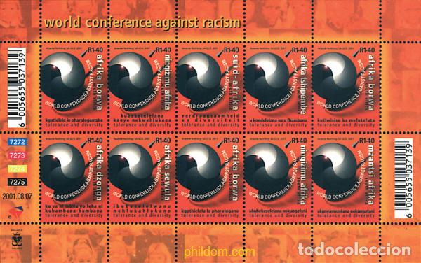 Sellos: 276401 MNH SUDAFRICA 2001 CONFERENCIA MUNDIAL SOBRE EL RACISMO