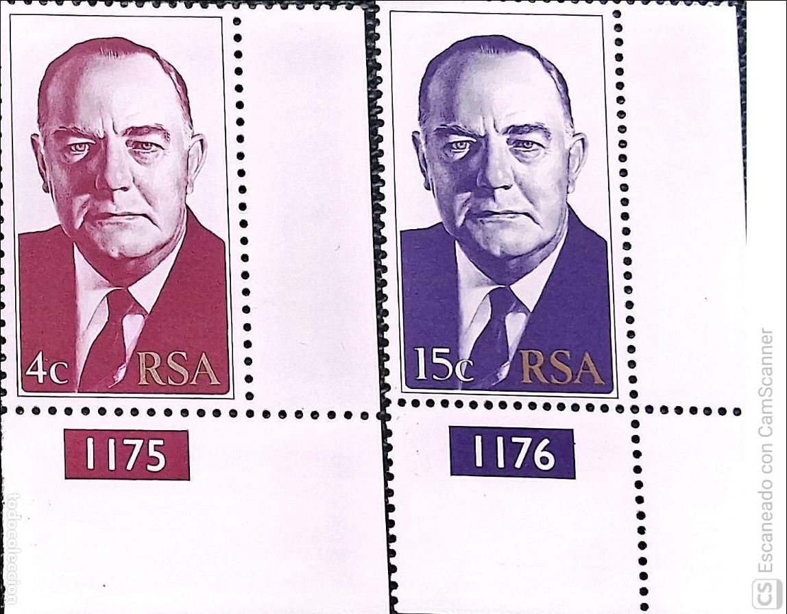 Sellos: Sud&aacute;frica. 451/52 Presidente B.J. Vorster. 1978. Sellos nuevos y numeraci&oacute;n Yvert.