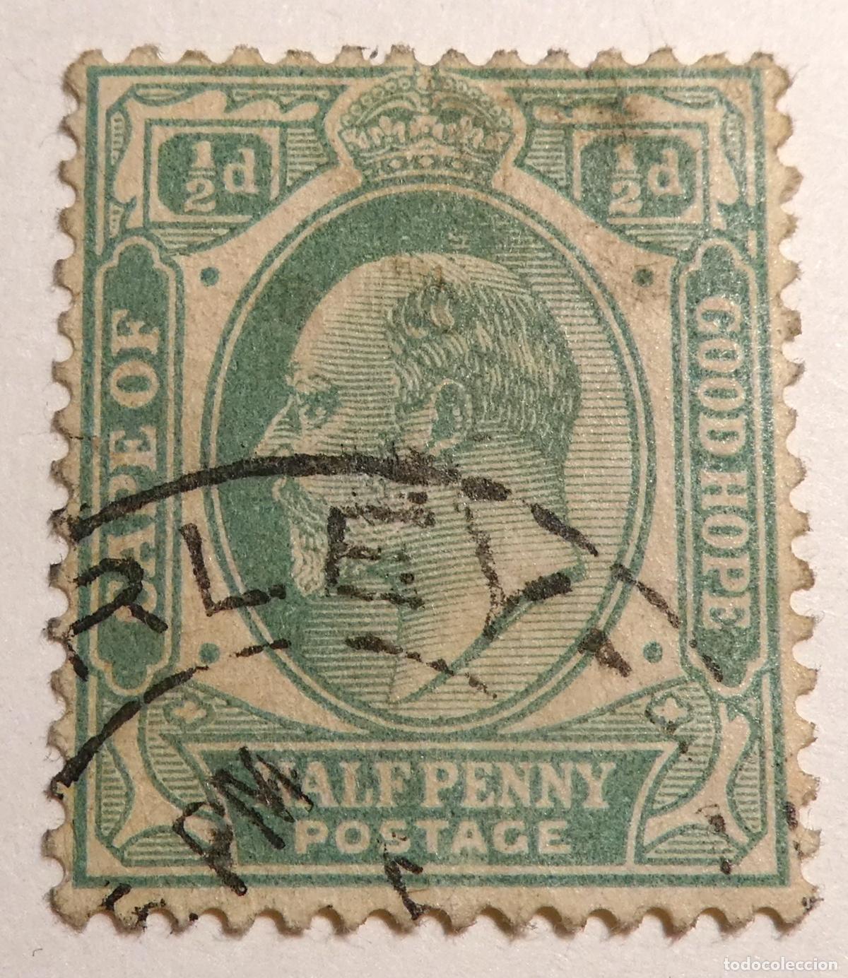 Sellos: Sello de 1/2 penique Colonia del Cabo de Buena Esperanza Rey Eduardo VII 1902