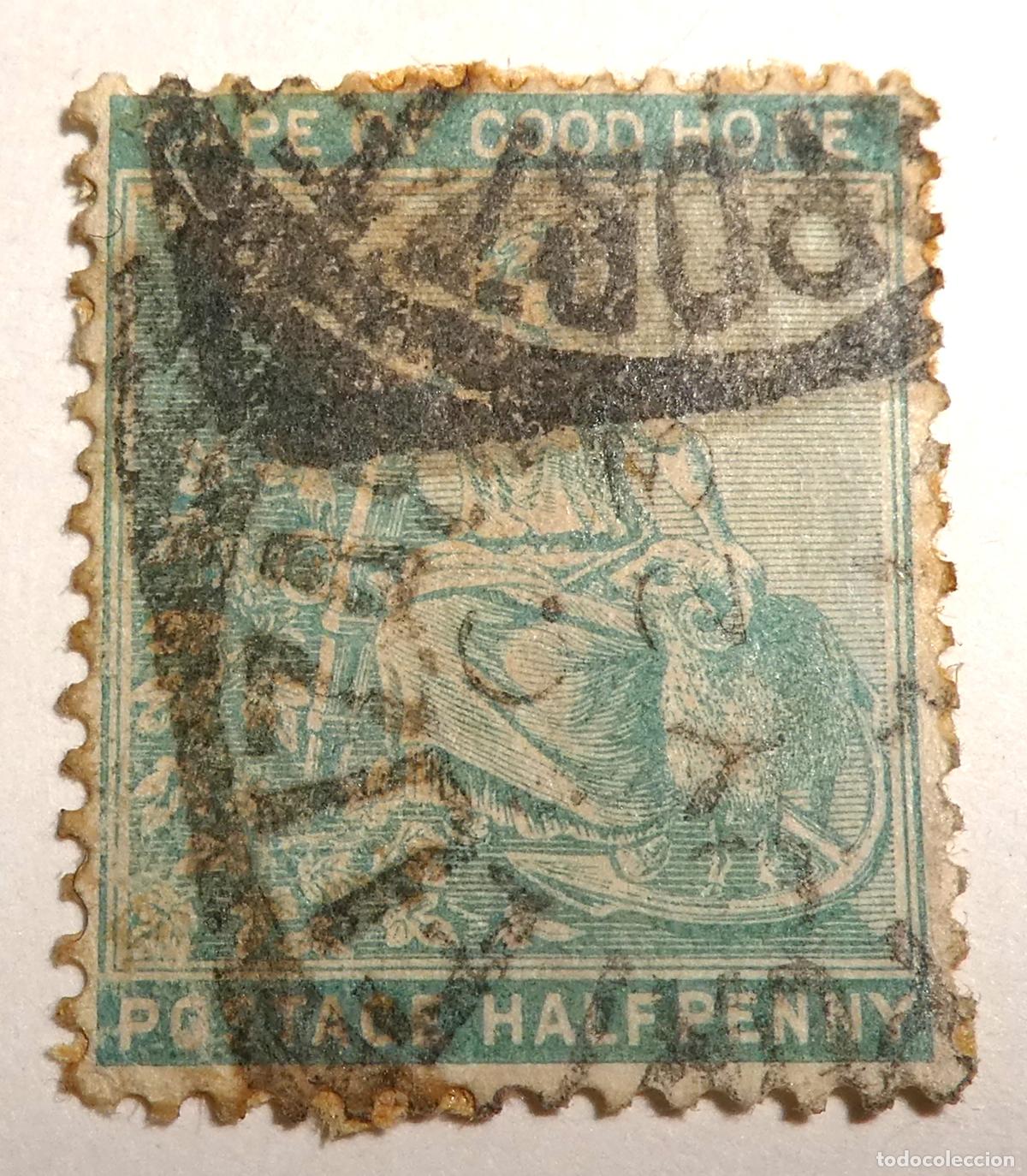 Sellos: Sello de 1/2 penique Colonia del Cabo de Buena Esperanza Alegor&iacute;a de la Esperanza 1882