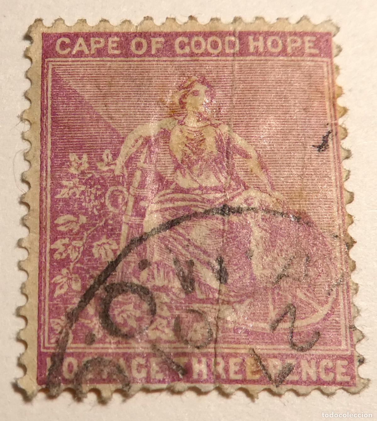 Sellos: Sello de 3 peniques Colonia del Cabo de Buena Esperanza 1880