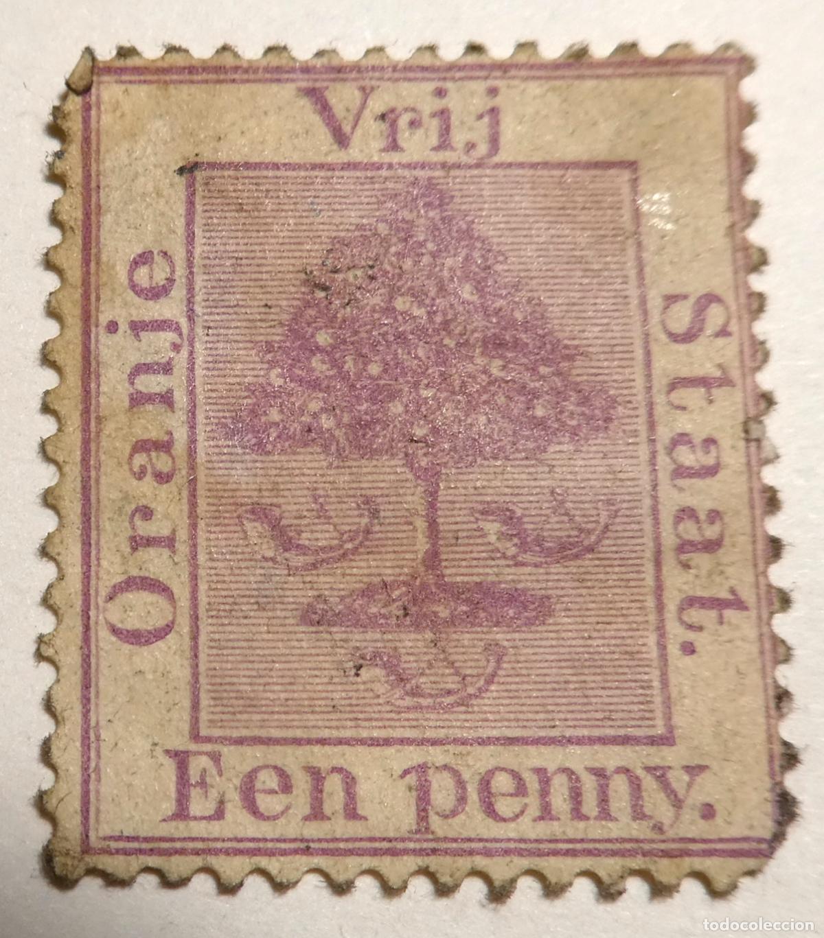 Sellos: Sello postal Estado Libre de Orange 1 penique 1890 antiguo estado b&oacute;er actual Sud&aacute;frica
