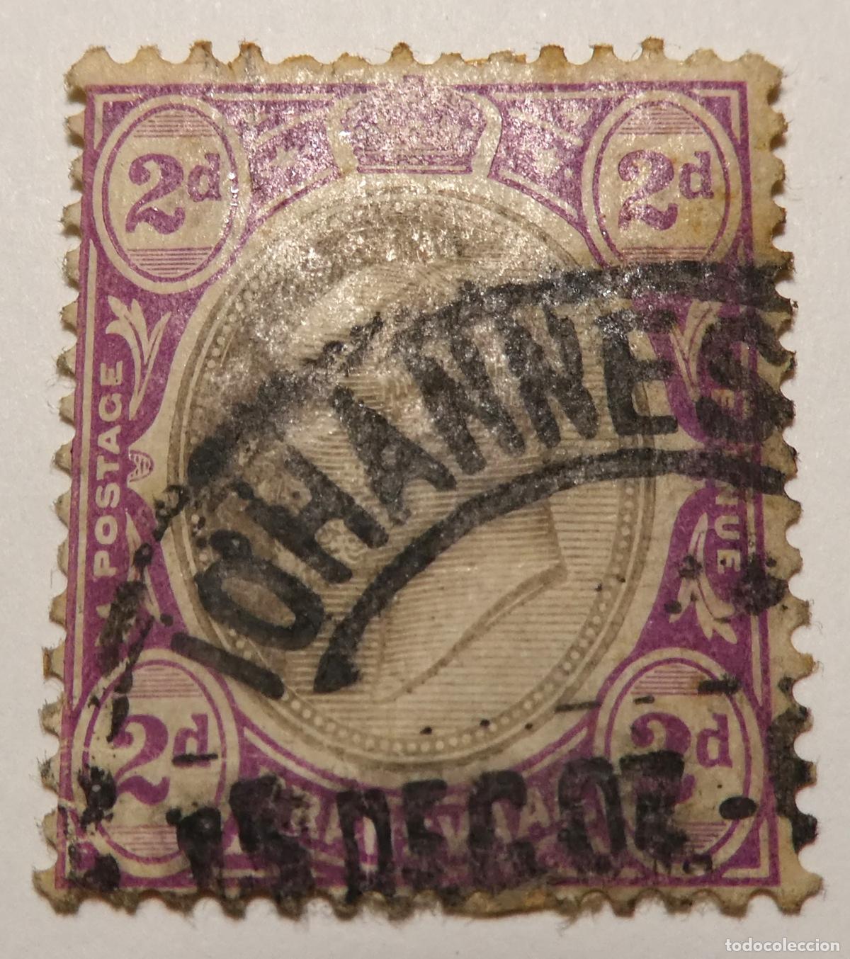 Sellos: Sello postal de Transvaal (Sud&aacute;frica) de 2 peniques 1904 Eduardo VII