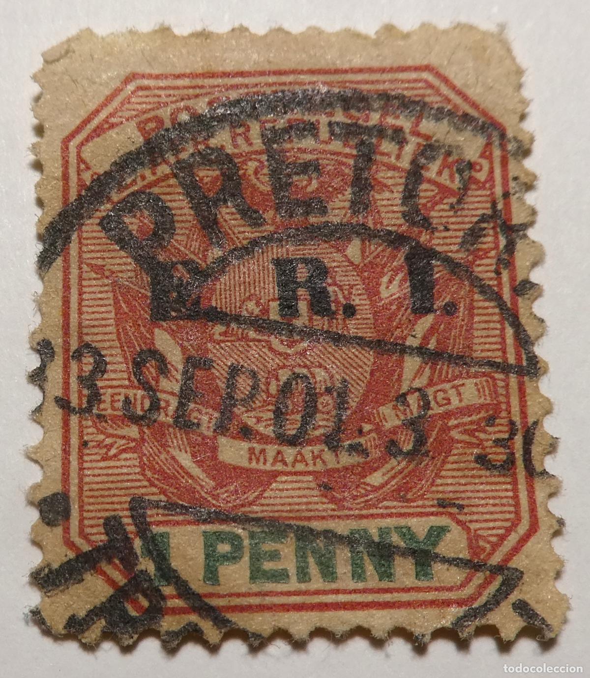 Sellos: Sello postal de (Zuid Afrikaansche Republiek) Transvaal (Sud&aacute;frica) de 1 penique 1896
