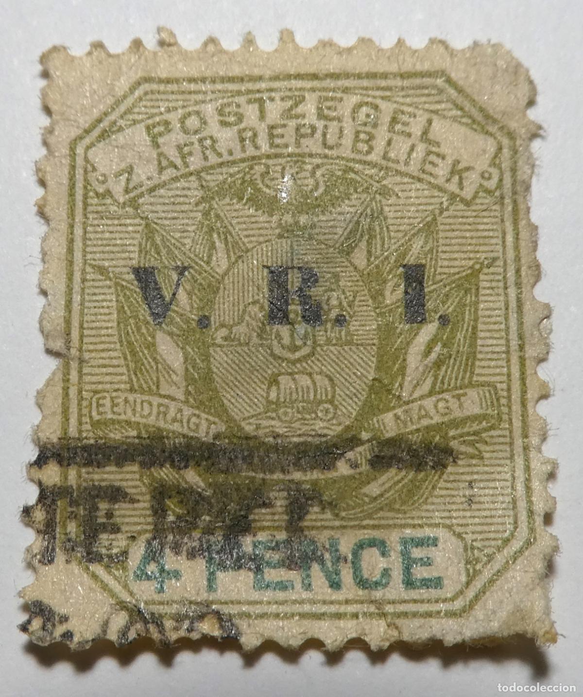 Sellos: Sello postal de (Zuid Afrikaansche Republiek) Transvaal (Sud&aacute;frica) de 4 penique 1900