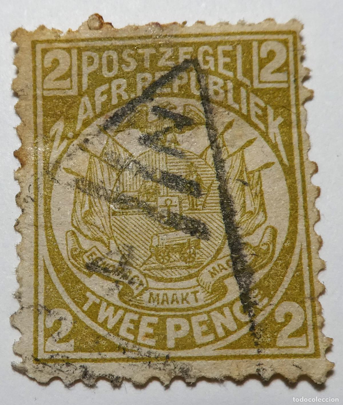 Sellos: Sello postal de Rep&uacute;blica de Transvaal (Sud&aacute;frica) 2 peniques 1887