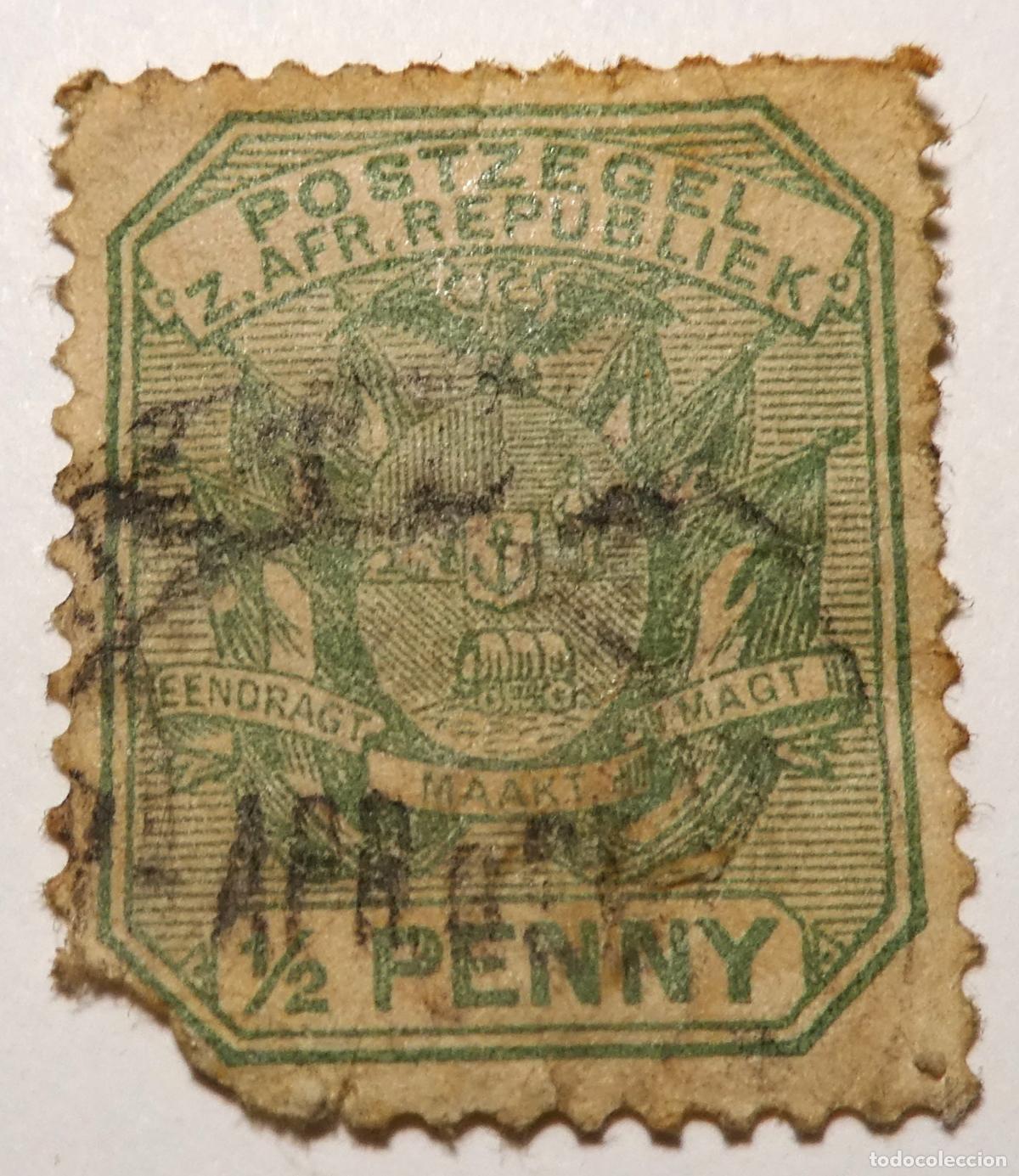 Sellos: Sello postal de Rep&uacute;blica de Transvaal (Sud&aacute;frica) 1/2 penique 1896