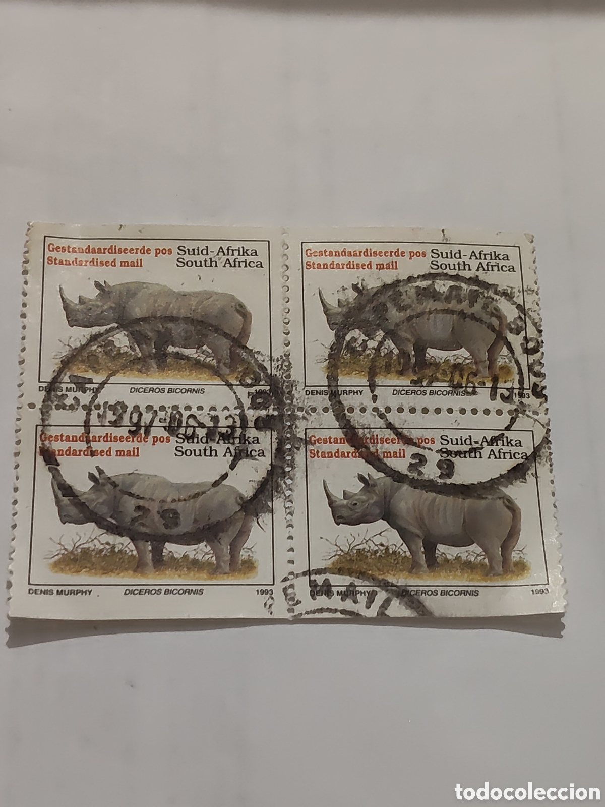 Sellos: Bloque de 4 sellos de Sud&aacute;frica 1993 Fauna