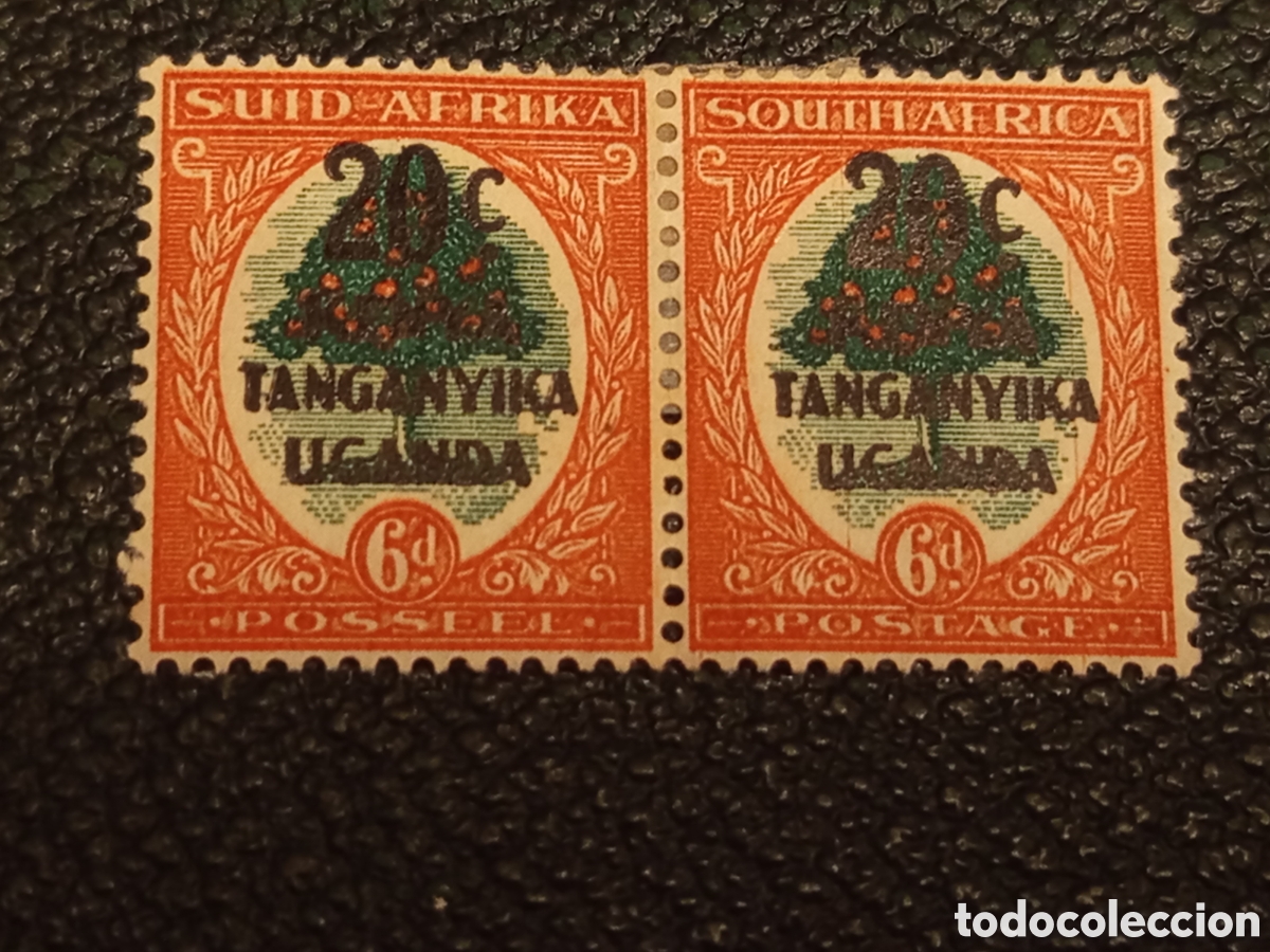 Sellos: Pareja Sellos Sud&aacute;frica 1941 Sobreimpresi&oacute;n Kenia Uganda Tanganica 20c en 6d MH