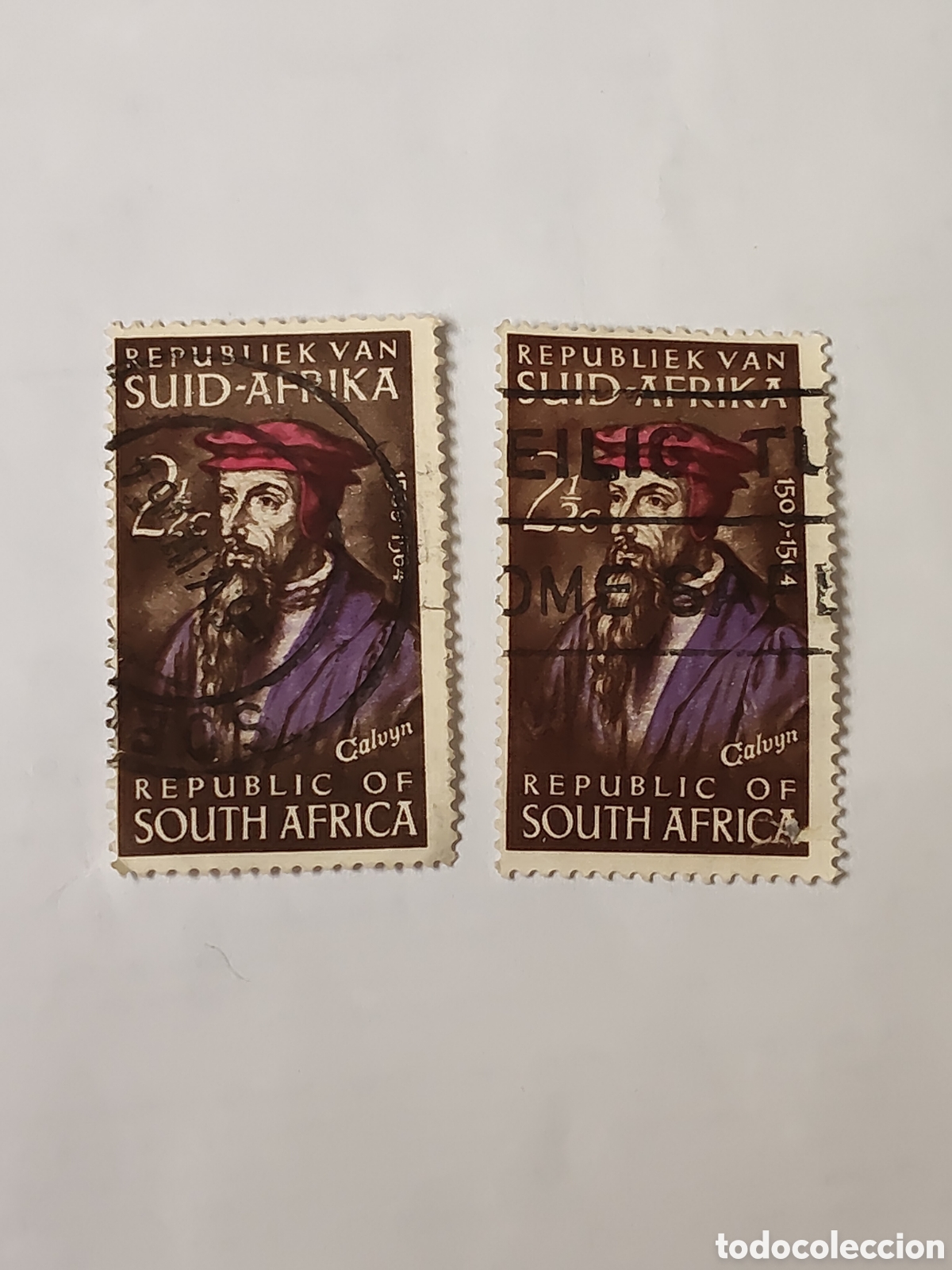 Sellos: 2 Sellos de Sud&aacute;frica 400 aniversario de la muerte de Juan Calvino 1964 muy buenos