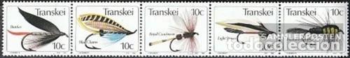 Sellos: Transkei 1982 Ivert 98/102 *** Fauna - Cebos Artificiales para la Pesca