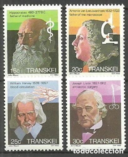 Sellos: Transkei 1982 Ivert 107/10 *** Personajes Celebres de la Medicina (I)