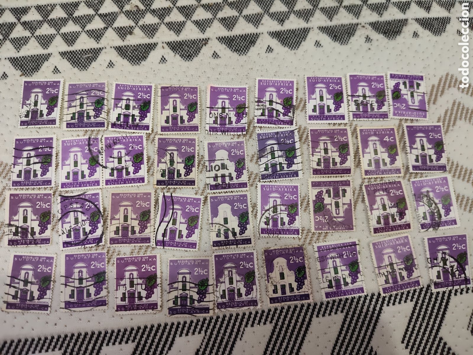 Sellos: 36 sellos de Sud&aacute;frica hist&oacute;rica finca vin&iacute;cola de Groot Constantia en ciudad de El Cabo 1961