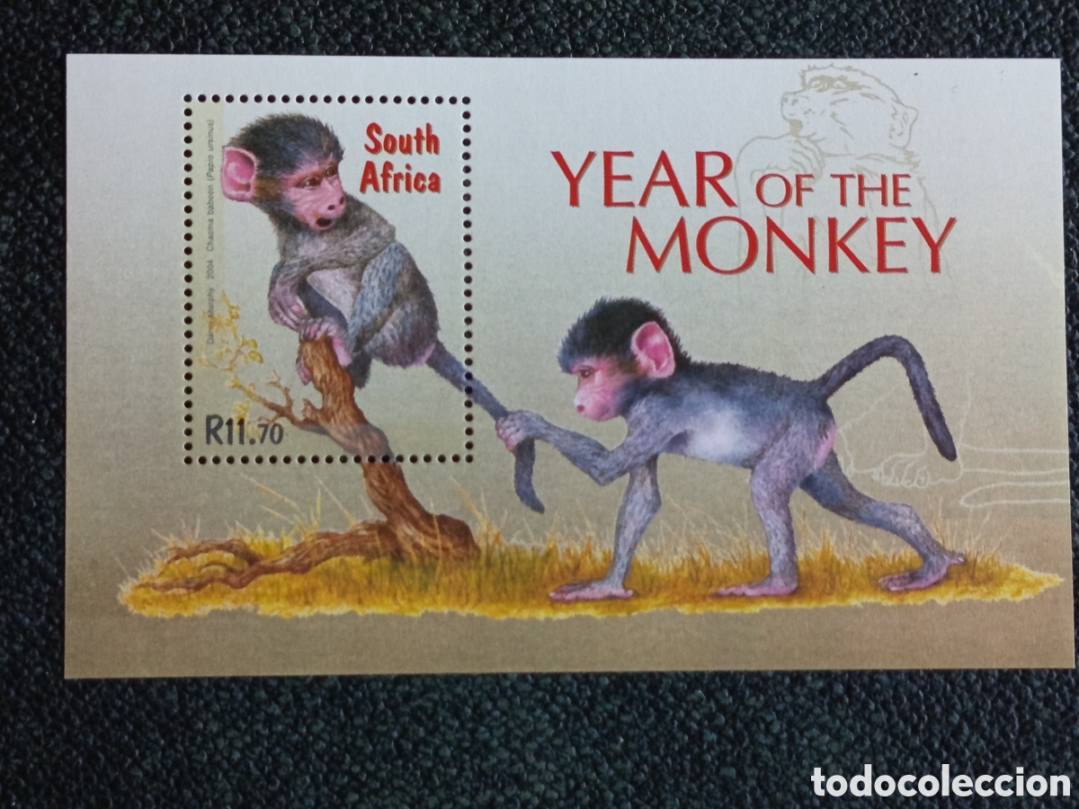 Sellos: Hojita Bloque Sud&aacute;frica 2004 A&ntilde;o del Mono MNH - SACC n&ordm; 1604 / Michel n&ordm; BL99